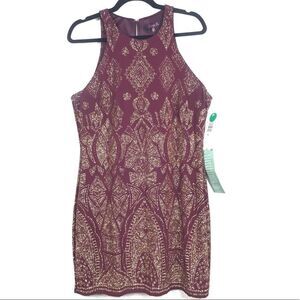 NWT Reign On Burgundy & Gold Mini Dress Size XL
